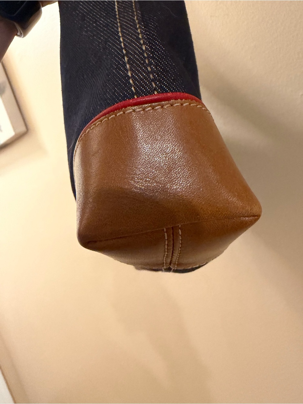 Coach Vintage 2003 Navy Denim Tote with Red & Brown Leather Trim style 6866 - Picture 5 of 16